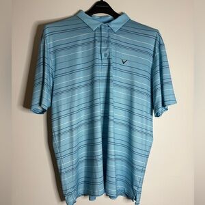 Callaway Light Blue Striped Polo Shirt